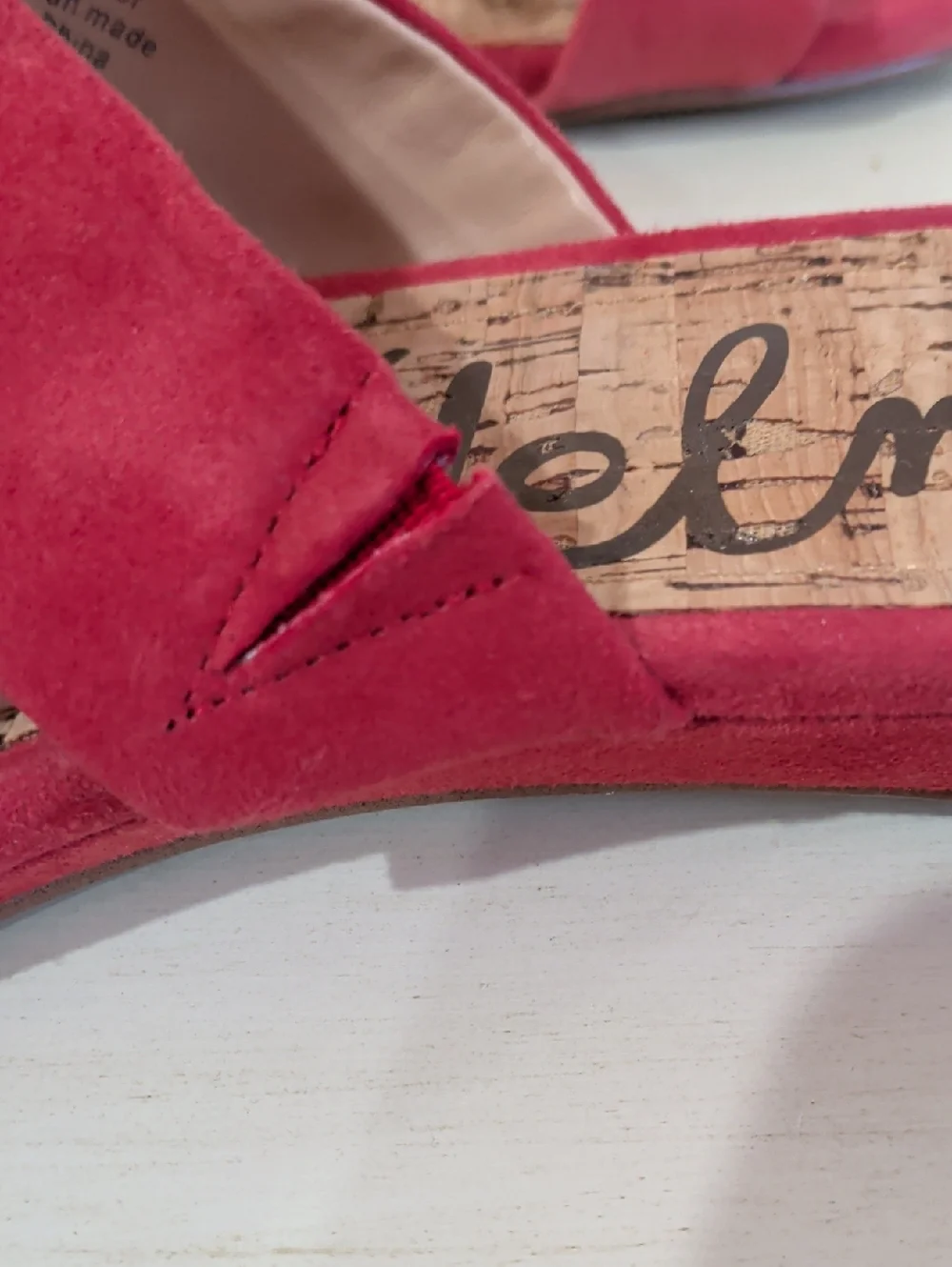 Sam Edelman Red Suede Double-strap Slide Sandals Size 9 - Picture 6 of 13